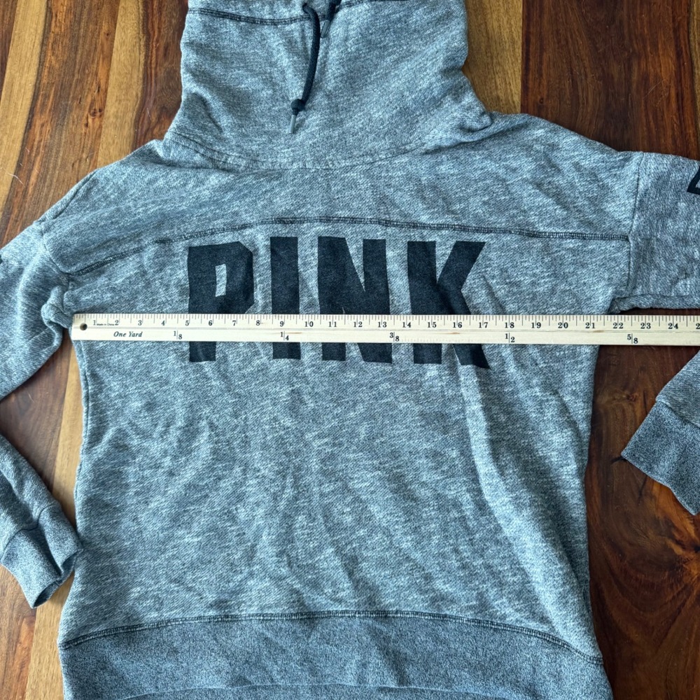 PINK Victoria's Secret Grey Funnel Neck Sweatshirt cowl neck hoodie - Picture 2 of 8